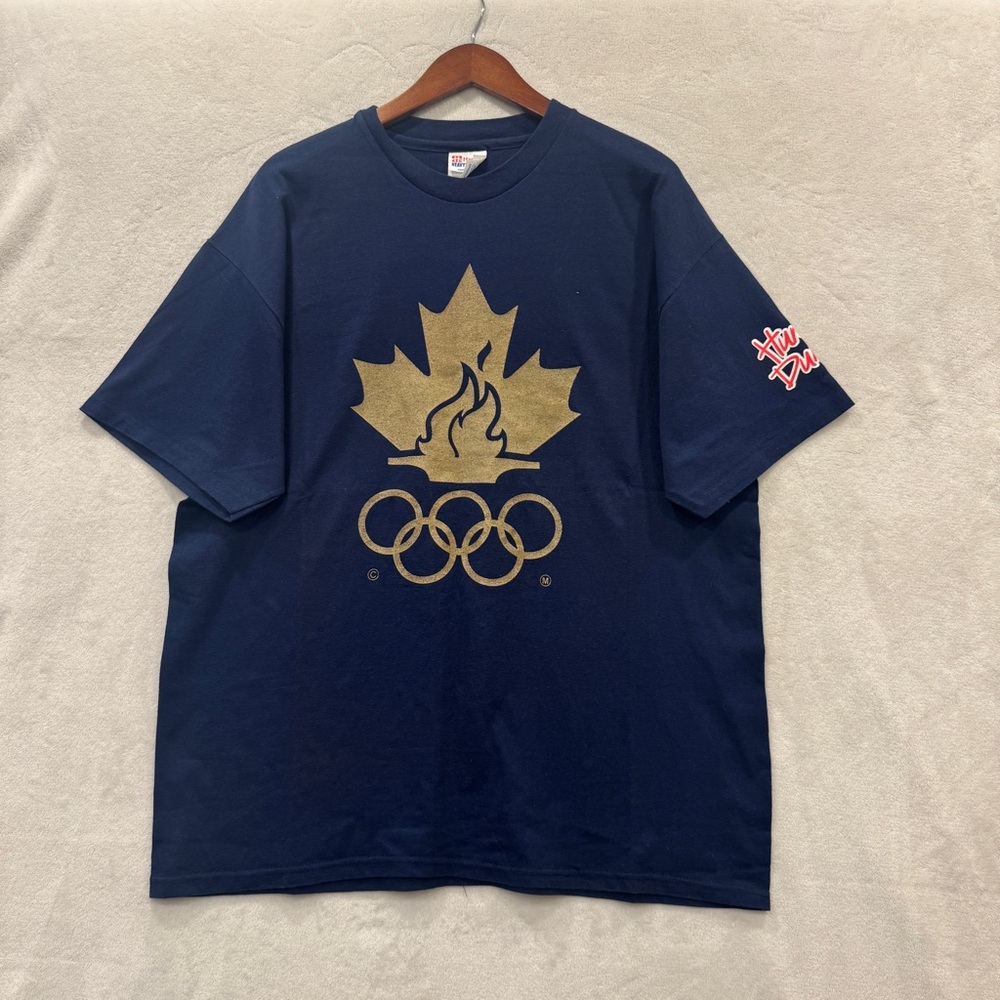 NWOT Vintage Navy Blue Olympic Maple Leaf Tee Humpty Dumpty Size XL